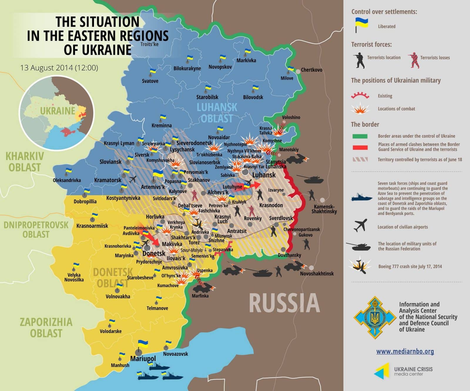Map of Anti-terrorist Operation – 13.08.2014