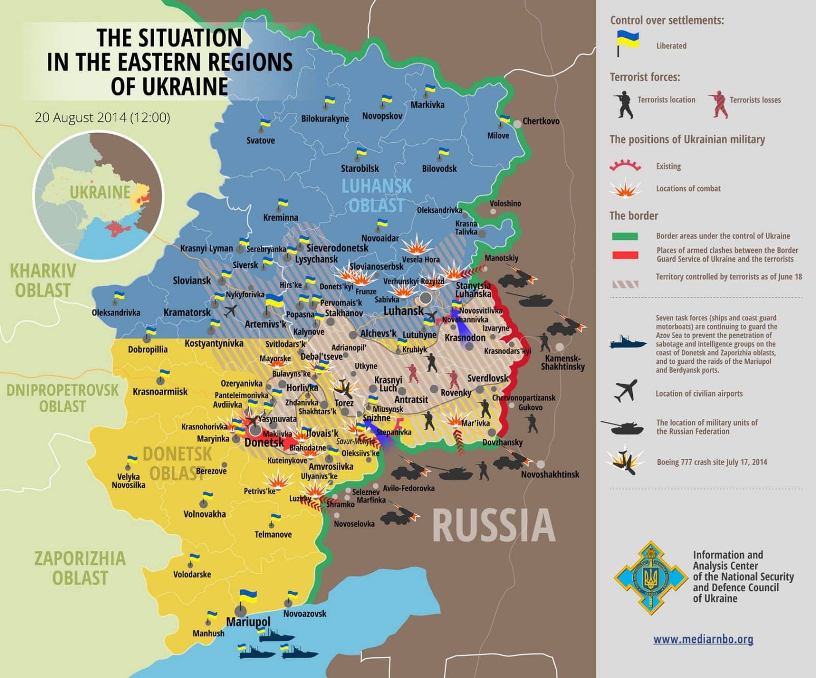 Map of Anti-terrorist Operation – 20.08.2014