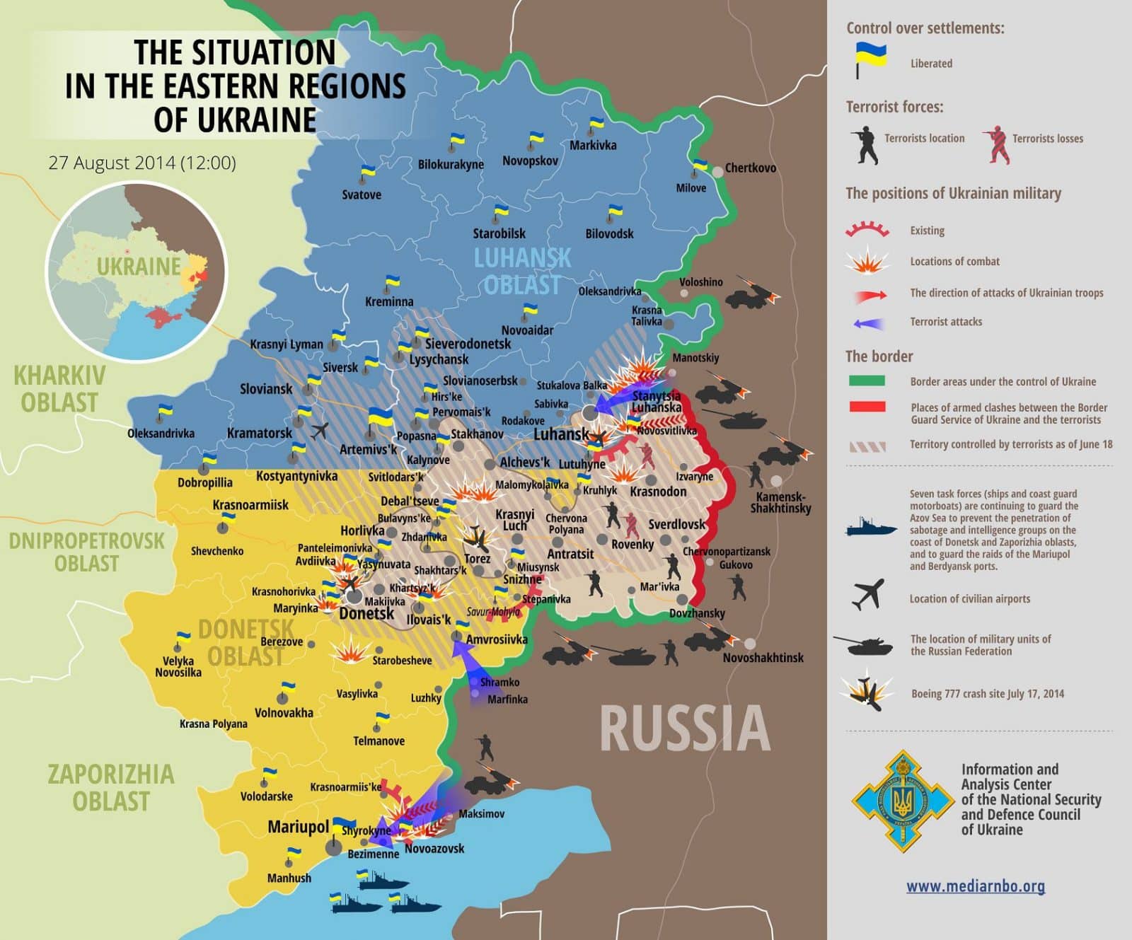 Map of Russian invasion – 27.08.2014