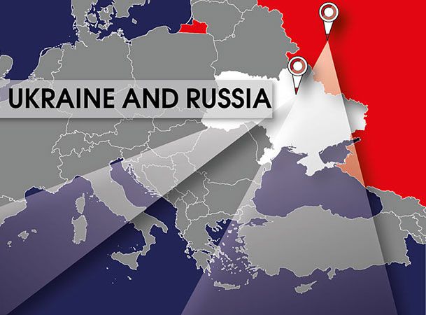 Nuclear arsenals of Ukraine and Russia 1991 and 2014. Infographics