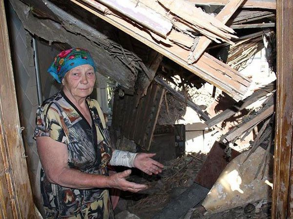 Ukrainian village Maryinka after it was shelled by pro-Russian terrorists