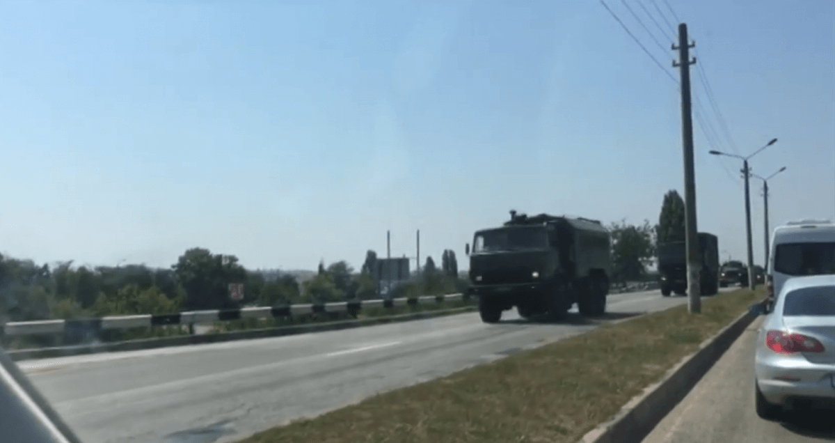 Witnesses share footage of Russia army trucks moving across occupied Crimea