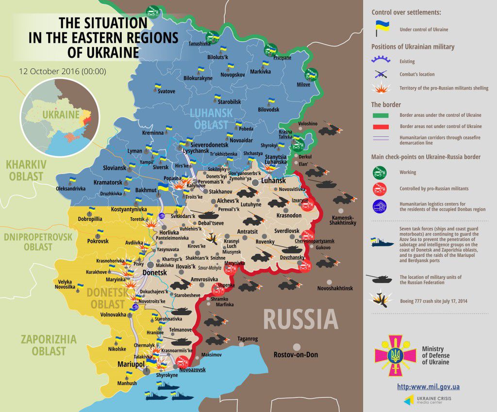 Situation in Donbas 12-10-2016 Map
