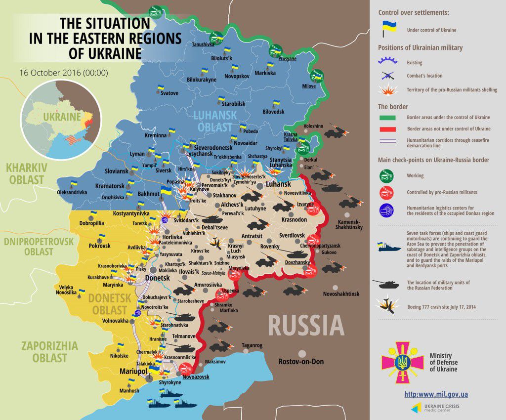Situation in Donbas 16-10-2016 Map
