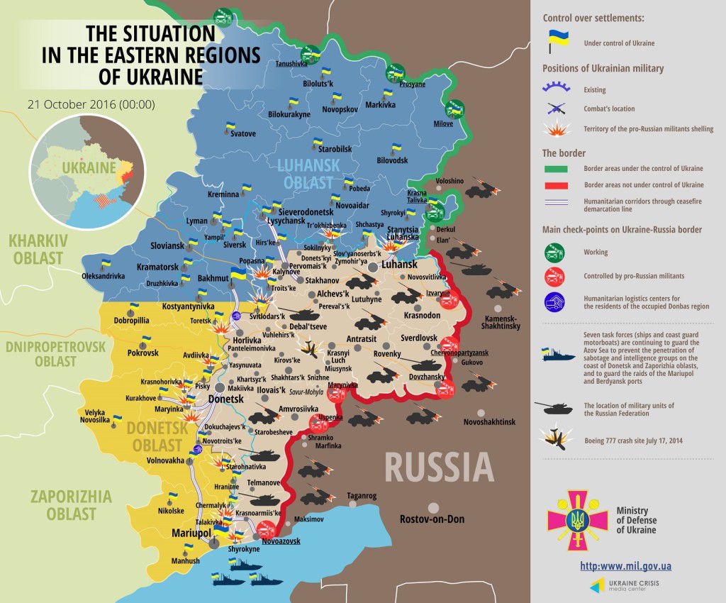 Situation in Donbas 21-10-2016 Map