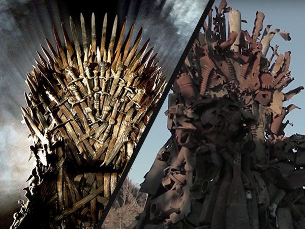 “Game of Thrones” on Donbas frontline: 600-kilogram throne out of spent munitions was built in Eastern Ukraine