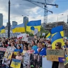 A large pro-Ukrainian rally took place near the Russian embassy in Warsaw