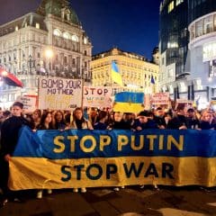 People in European cities went to protest actions after Russian missile strikes on Ukraine