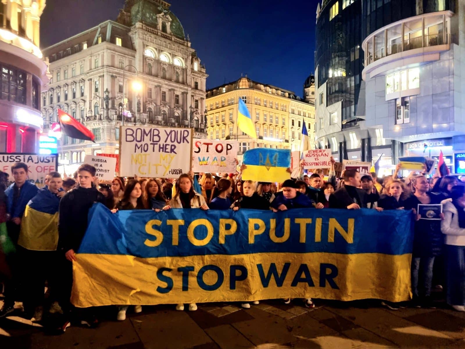 People in European cities went to protest actions after Russian missile strikes on Ukraine